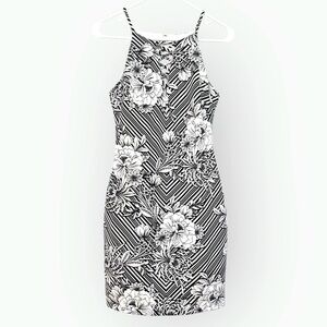 Guess Black and White Floral Mini Dress